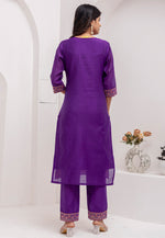 Load image into Gallery viewer, Purple Jacquard Silk Readymade Pakistani Suit
