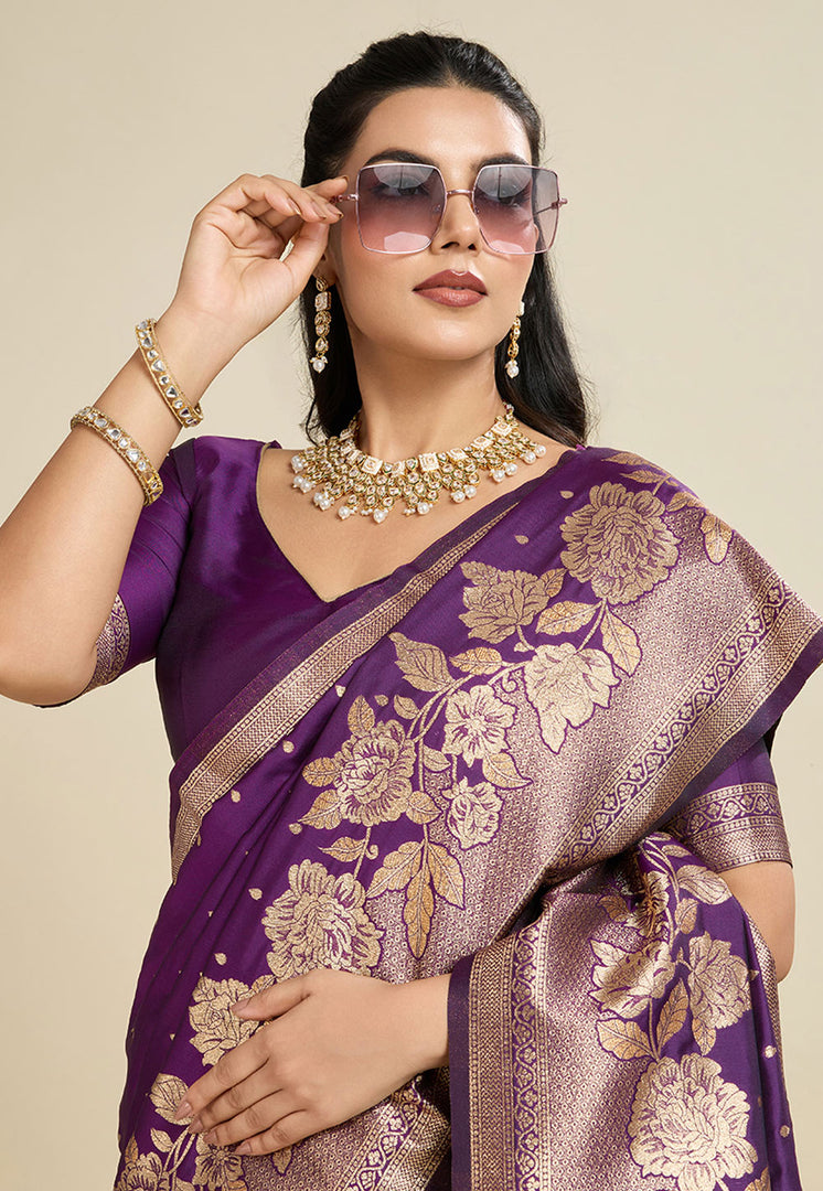 Purple Kanjivaram Silk Saree