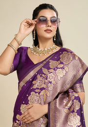 Purple Kanjivaram Silk Saree