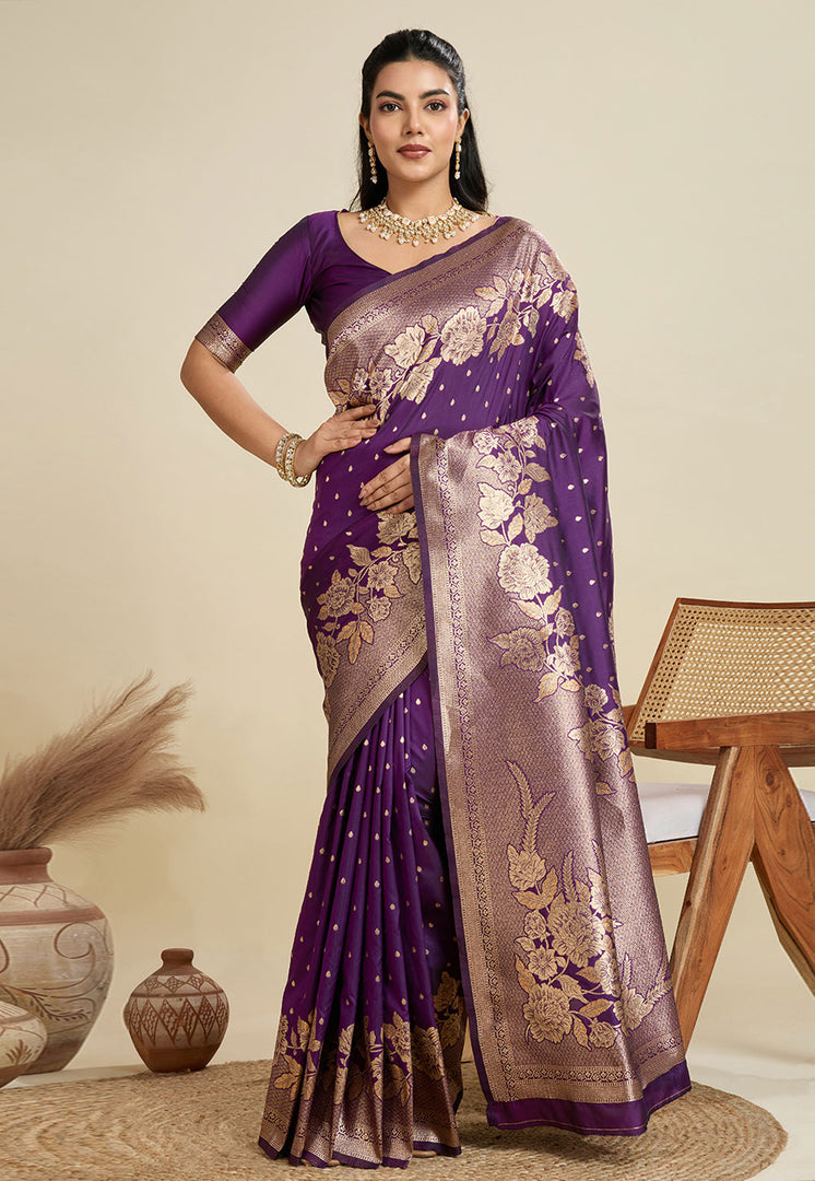 Purple Kanjivaram Silk Saree