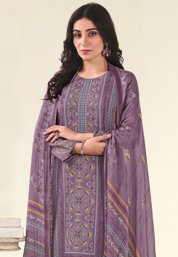Purple Muslin Pant Style Suit