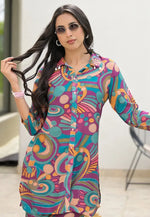 Load image into Gallery viewer, Purple Muslin Printed Co-Ords Set
