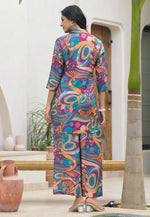 Load image into Gallery viewer, Purple Muslin Printed Co-Ords Set
