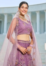 Load image into Gallery viewer, Purple Net A Line Lehenga Choli
