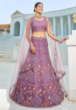 Load image into Gallery viewer, Purple Net A Line Lehenga Choli
