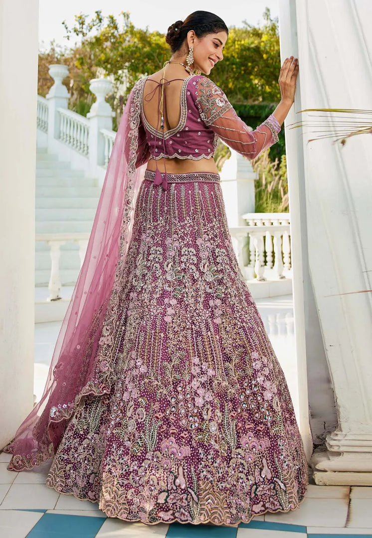 Purple Net A Line Lehenga Choli