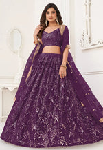 Load image into Gallery viewer, Purple Net Circular Lehenga Choli
