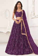 Load image into Gallery viewer, Purple Net Circular Lehenga Choli

