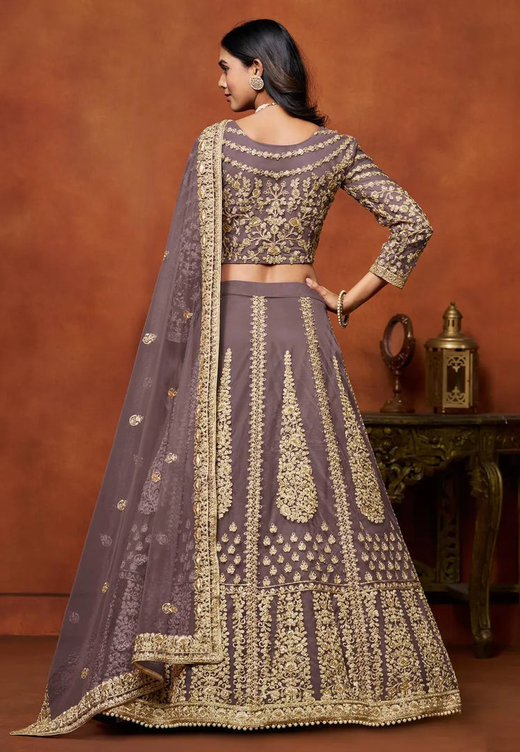 Purple Net Circular Lehenga Choli