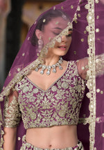 Load image into Gallery viewer, Purple Net Wedding Lehenga Choli
