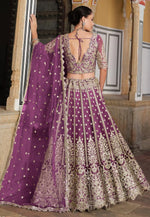 Load image into Gallery viewer, Purple Net Wedding Lehenga Choli
