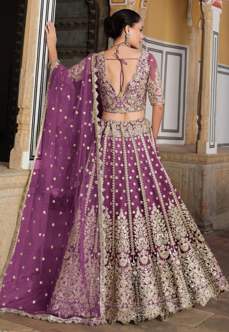 Purple Net Wedding Lehenga Choli