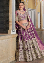 Load image into Gallery viewer, Purple Net Wedding Lehenga Choli
