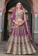 Load image into Gallery viewer, Purple Net Wedding Lehenga Choli
