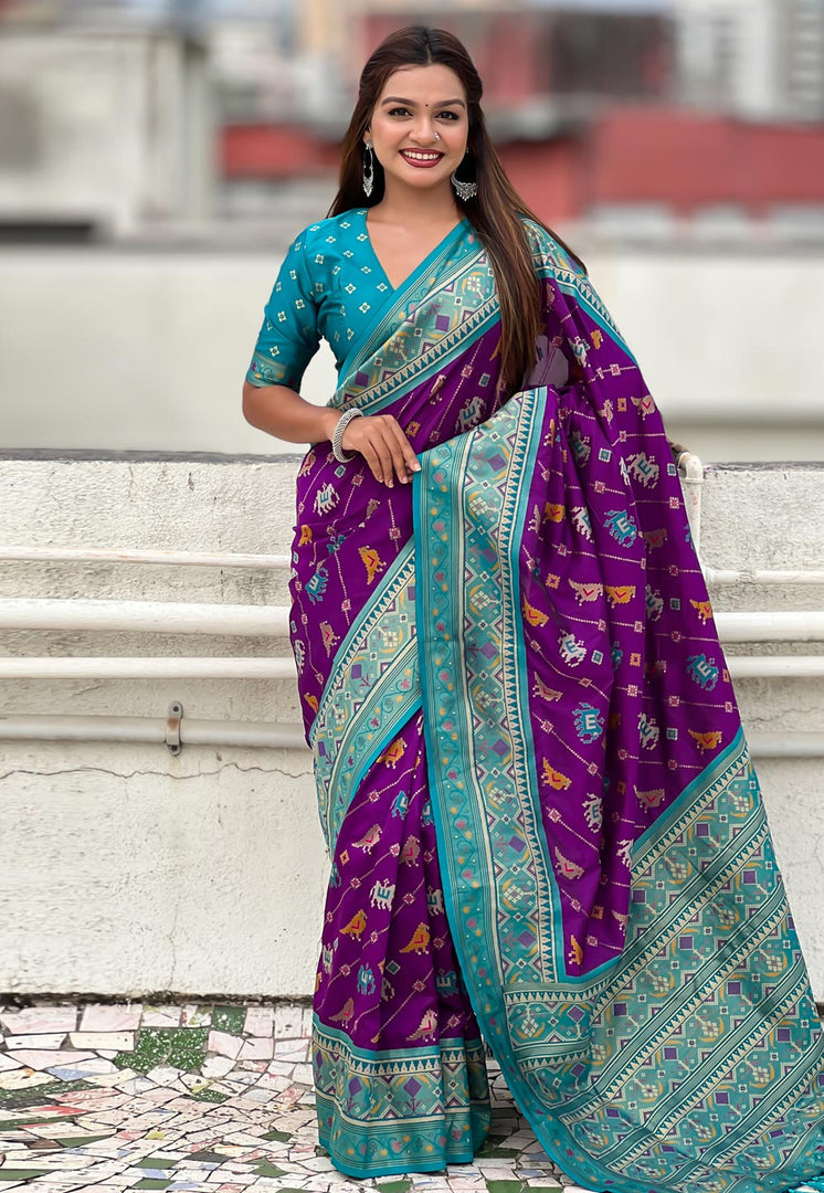 Purple Patola Silk Saree