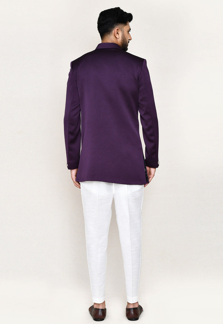 Purple Polyester Indo Western Suit