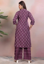 Load image into Gallery viewer, Purple Rayon Kurta Set With Palazzo
