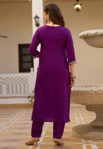 Load image into Gallery viewer, Purple Rayon Readymade Pakistani Suit
