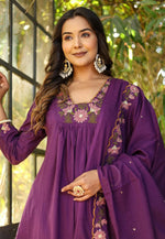 Load image into Gallery viewer, Purple Rayon Readymade Pant Style Suit
