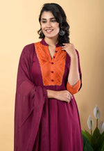 Load image into Gallery viewer, Purple Rayon Readymade Pant Style Suit
