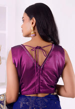 Load image into Gallery viewer, Purple Satin Silk Readymade Blouse
