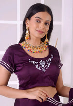Load image into Gallery viewer, Purple Satin Silk Readymade Blouse
