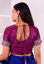 Load image into Gallery viewer, Purple Satin Silk Readymade Blouse
