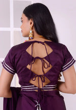 Load image into Gallery viewer, Purple Satin Silk Readymade Blouse
