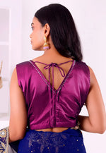 Load image into Gallery viewer, Purple Satin Silk Readymade Blouse
