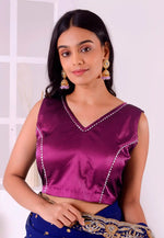 Load image into Gallery viewer, Purple Satin Silk Readymade Blouse
