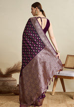 Load image into Gallery viewer, Purple Satin Silk Saree With Blouse
