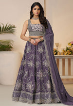 Load image into Gallery viewer, Purple Satin Silk Wedding Lehenga Choli
