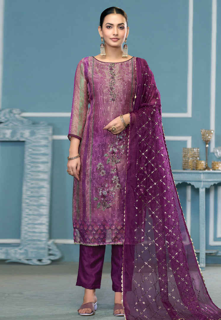 Purple Shimmer Pakistani Suit