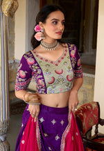 Load image into Gallery viewer, Purple Silk A Line Lehenga Choli
