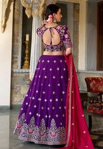 Load image into Gallery viewer, Purple Silk A Line Lehenga Choli
