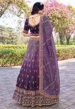 Load image into Gallery viewer, Purple Silk A Line Lehenga Choli
