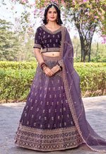 Load image into Gallery viewer, Purple Silk A Line Lehenga Choli
