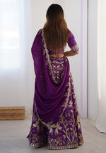 Load image into Gallery viewer, Purple Silk A Line Lehenga Choli
