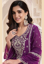 Load image into Gallery viewer, Purple Silk Chiffon Pakistani Suit
