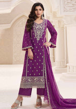 Load image into Gallery viewer, Purple Silk Chiffon Pakistani Suit
