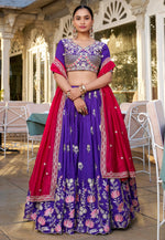 Load image into Gallery viewer, Purple Silk Circular Lehenga Choli
