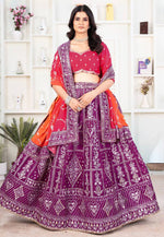 Load image into Gallery viewer, Purple Silk Circular Lehenga Choli
