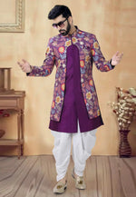 Load image into Gallery viewer, Purple Silk Dhoti Sherwani
