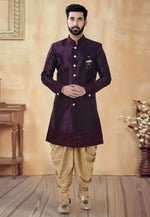 Load image into Gallery viewer, Purple Silk Dhoti Sherwani
