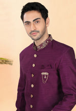 Load image into Gallery viewer, Purple Silk Indo Western Suit
