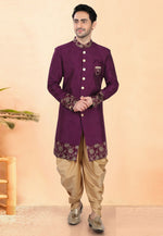 Load image into Gallery viewer, Purple Silk Indo Western Suit
