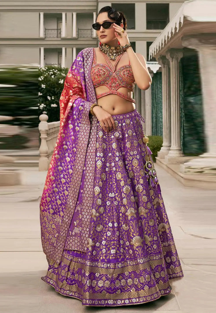 Purple Silk Lehenga Choli