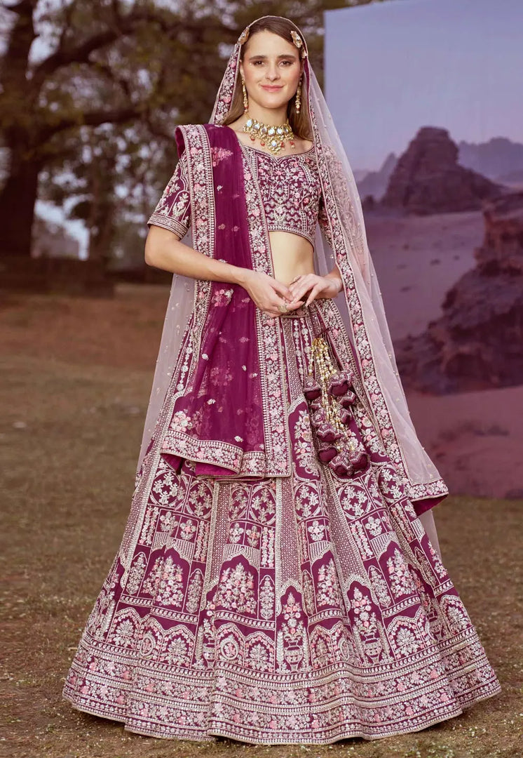 Purple Silk Lehenga Choli