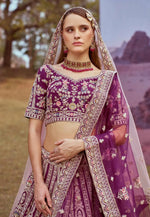 Load image into Gallery viewer, Purple Silk Lehenga Choli For Wedding
