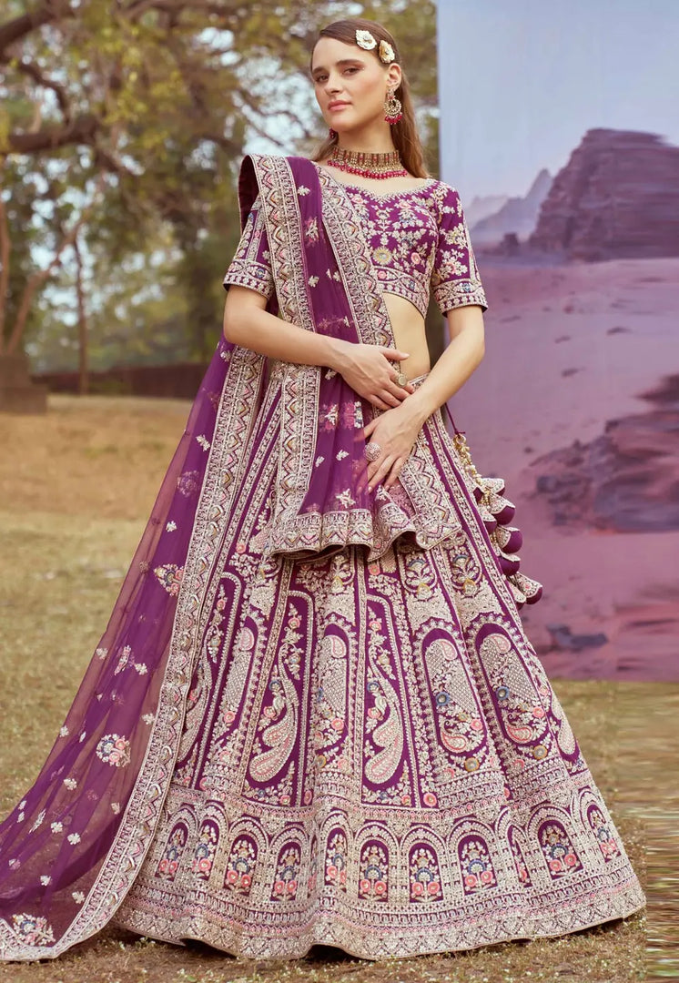 Purple Silk Lehenga Choli For Wedding